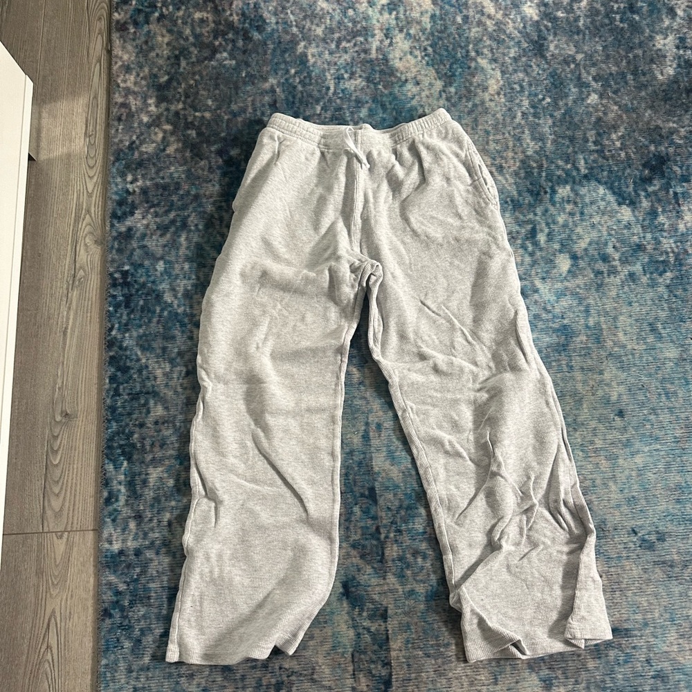 Brandy Melville Gray Waffle Low Rise Sweatpants